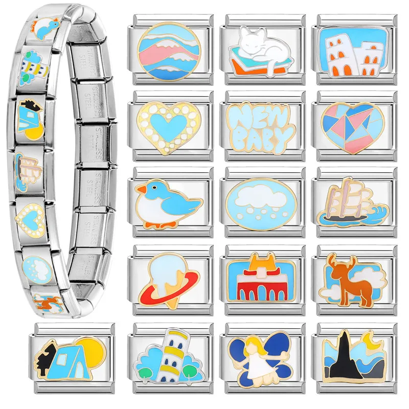 Синяя серия подвеска горные облака книга кошка итальянские подвески подходят