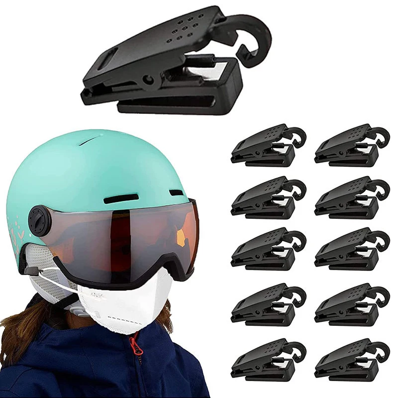 

10PCS Ski Helmet Mask Holder Ski Helmet Clip Multipurpose Helmet Mask Hook Easy Mounting for Outdoor Cycling Motorcycle Bicycle