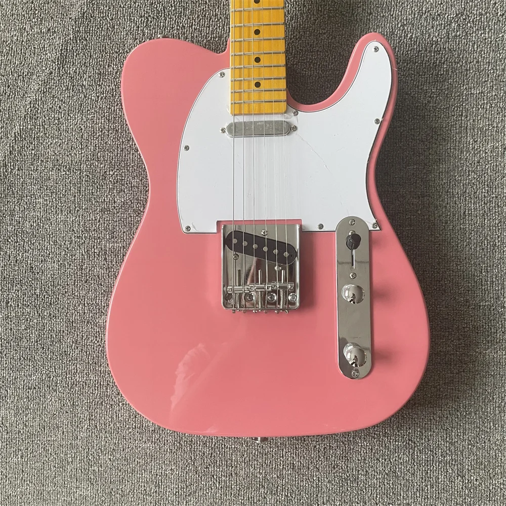 

In stock TELE electric guitar pink body silver accessories string back to wear the new launch guitars guitarra