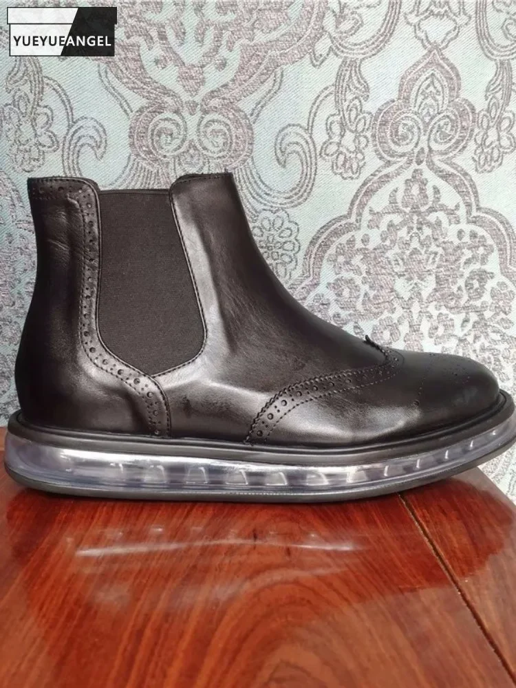 Мужские мотоциклетные ботинки без шнуровки высокие туфли из натуральной кожи