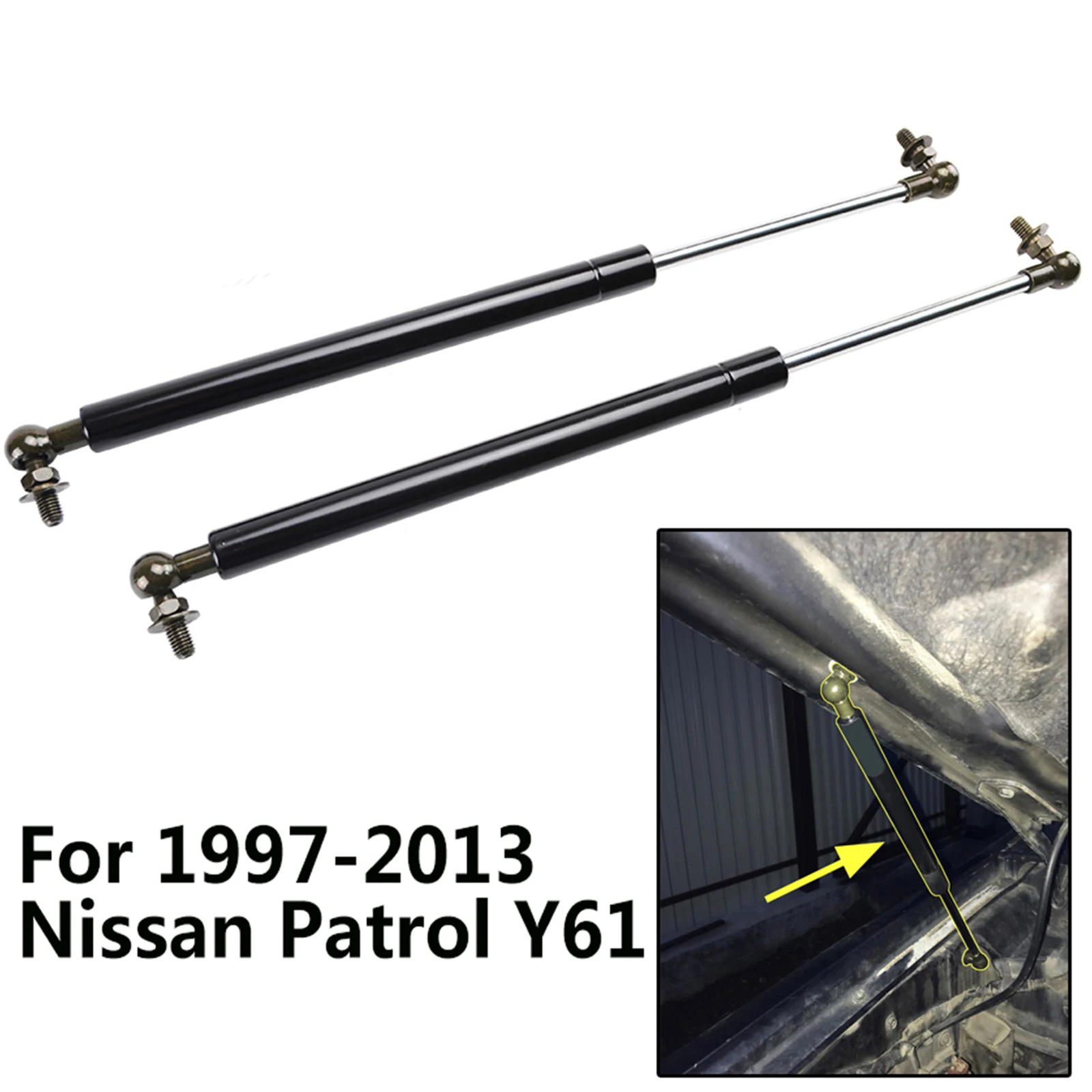 Resortes de Gas para capó delantero de Nissan Patrol Y61 1997-2018 Y62 2010-presente, soportes de elevación, varillas, juego de herramientas