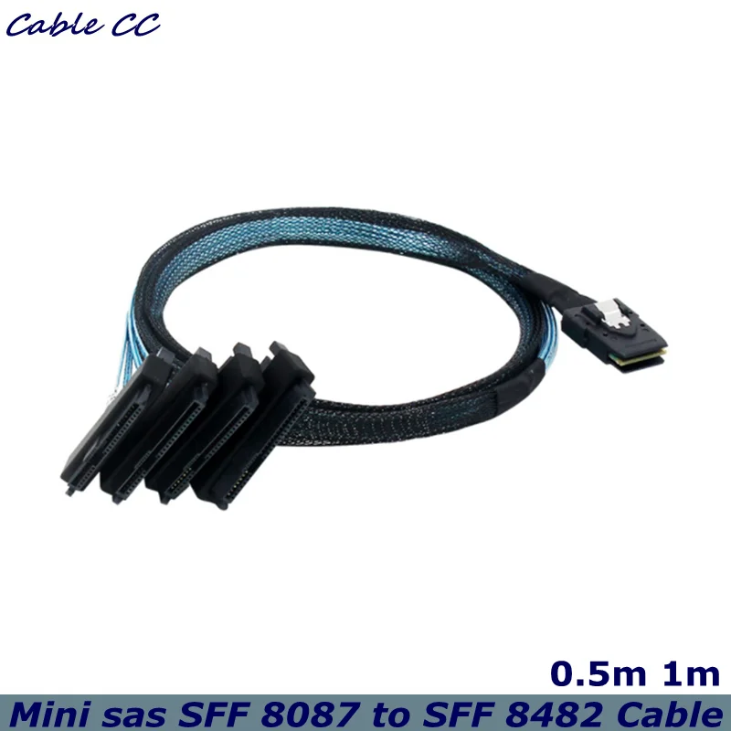 

1m Mini SAS 36P SFF 8087 to 4 SAS 29P SFF-8482 with 15P SATA Power Splitter Cable Connector Hard Drive Splitter Cord Wire Line