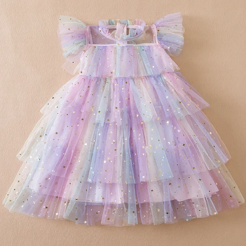 Платье принцессы с блестками для девочек 3-8 лет