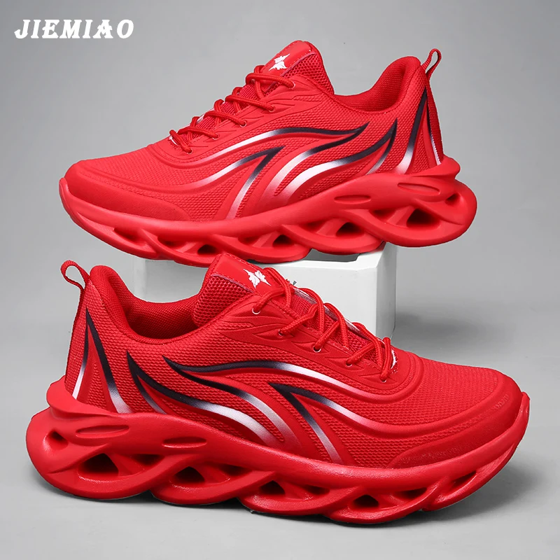 JIEMIAO Fashion Breathable Running Shoes Flame Printed Men's Sneakers Outdoor ComfortableCasual Sports Shoes Zapatillas