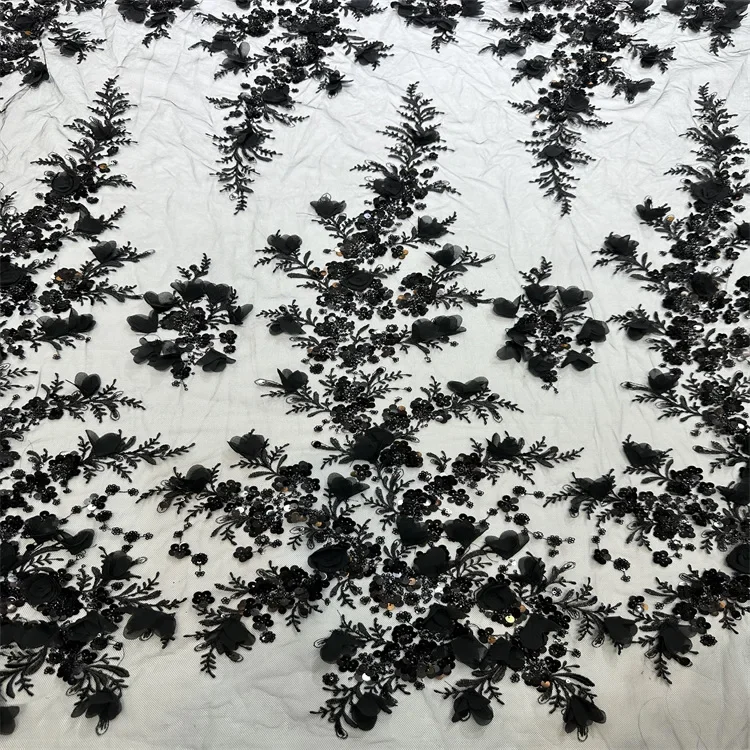 Сетчатая трехмерная ткань ручной работы с блестками и бисером для свадебного