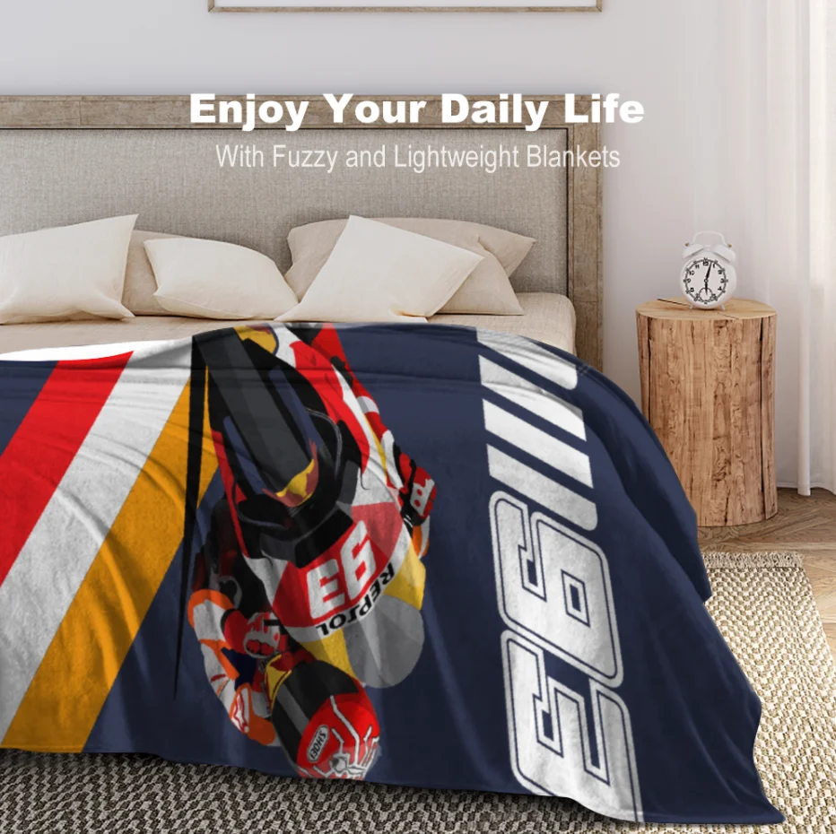 Одеяло Marc Marquez Motos Gp 93 Throw Blanket Fuzzy Warm Throws for Winter Bedding3D Printing Soft Micro Fleece on.
