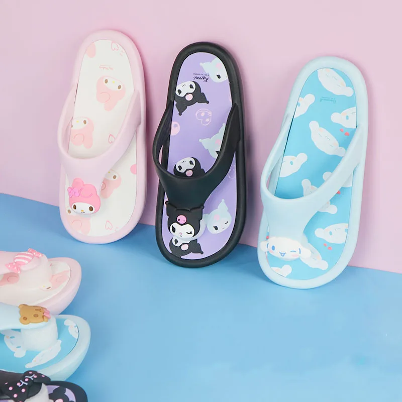 

Sanrios аниме Kawaii My Melody Cinnamoroll Kuromi Мультяшные Тапочки женские шлепанцы Нескользящие удобные пляжные Тапочки