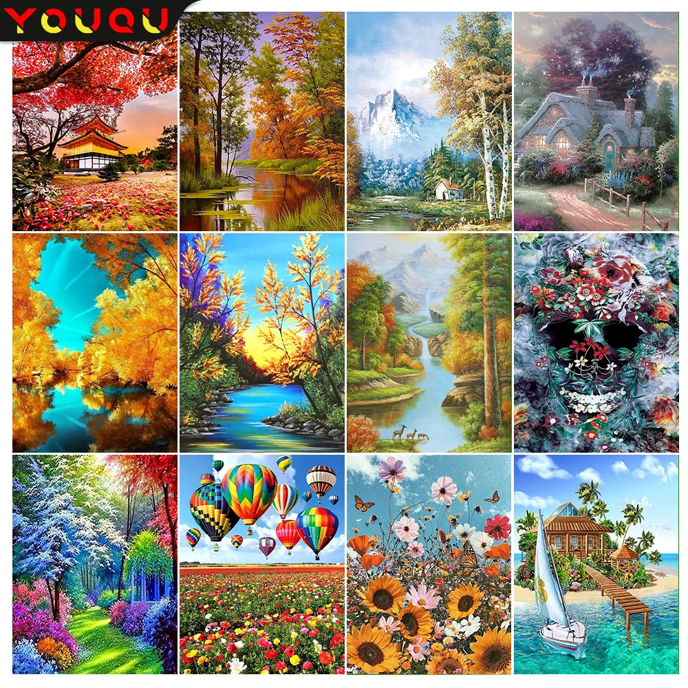 

YOUQU 5d Diamond Painting Small Size Landscape Series Mosaic Picture Diamond Embroidery Cross Stitch Home Decoration DIY Gift
