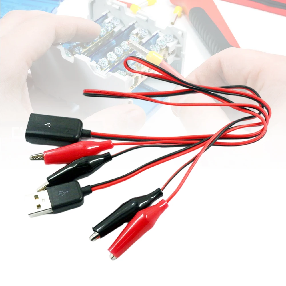 

1 Set 50CM Alligator Clips to USB Male Female Connector Test Lead Copper Alligator Clamps USB Test Cable for Testing Circuit