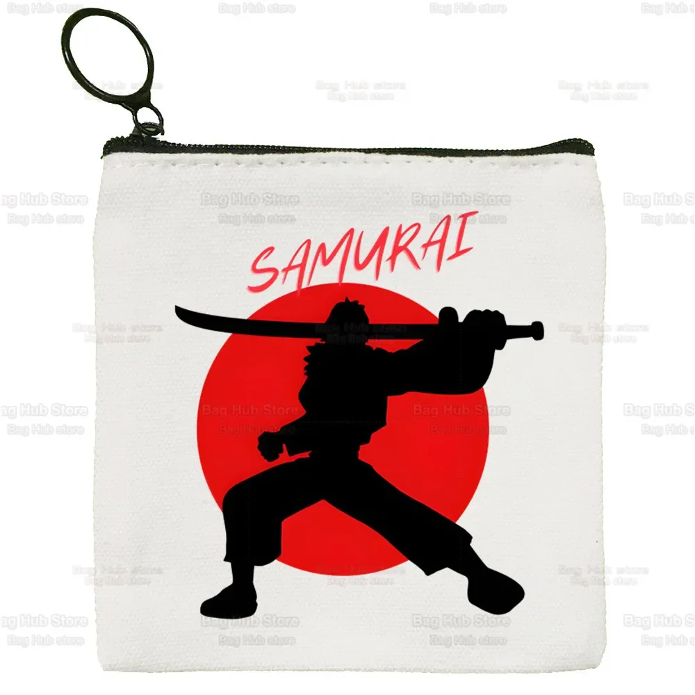 

Japanese Style Bushido Canvas Art Cute Key Case Coin Purse Student Wallet Japan Samurai Spirit Cartoon Coin Purse Female Mini
