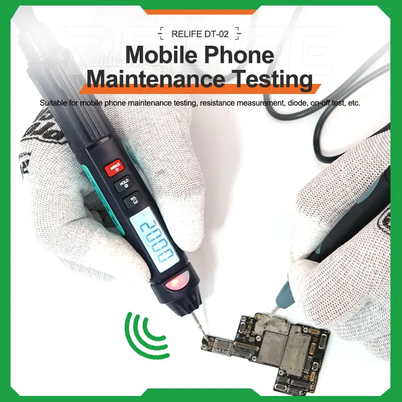 

RELIFE DT-02 2023 New Multifunctional Mini Smart Pen Multimeter DC AC Voltage Tester Mobile Phone Maintenance Test Tool