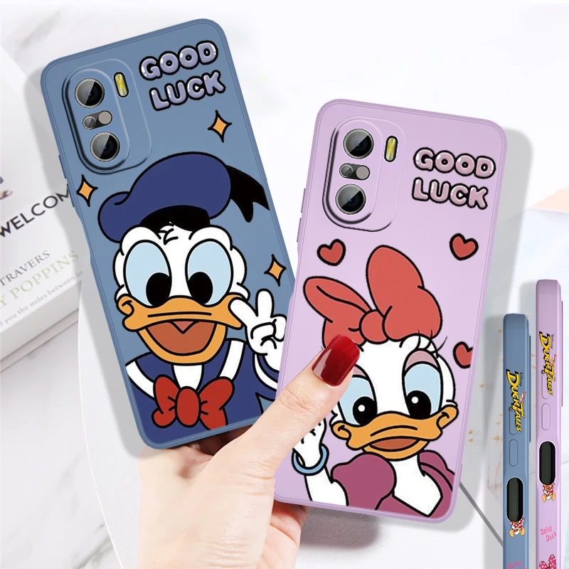 

Donald Duck Cute Disney For Redmi K50 K40 Gaming K30 K30S 10 10X 9A 9 9T 9C 9AT 8 8A 7 5G Liquid Left Rope Soft Phone Case