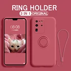 Оригинальный чехол из жидкого силикона для телефона Samsung Galaxy A52 A72 A32 4G A51 A71 4G S21 S20 S10 Plus Note 20, мягкий чехол с кольцом-держателем