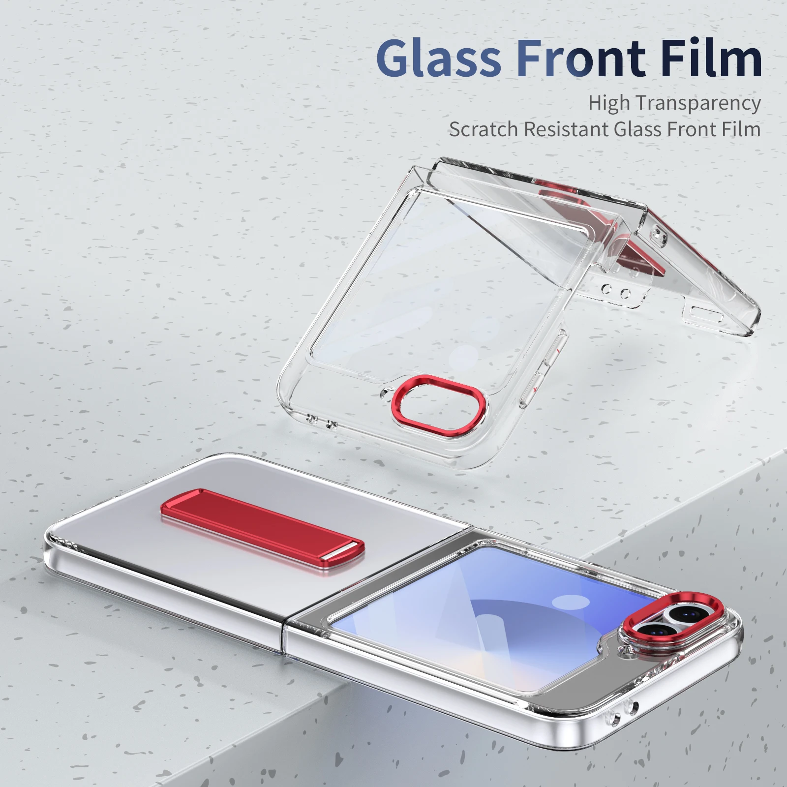 Фото Пластиковый жесткий чехол для телефона Samsung Galaxy Z Flip 6 5 4 3 Flip6 Flip5 5G, прозрачный анти-падение с держателем, мерная крышка №2