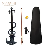 naomi electric violin black full size 44 solid wood metallic electronicsilent violin w ebony fittings casebrazilwood bow