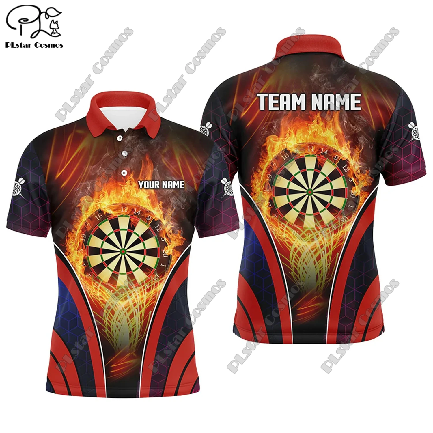 Футболка-поло с 3D-принтом пламени универсальная для отдыха спорта