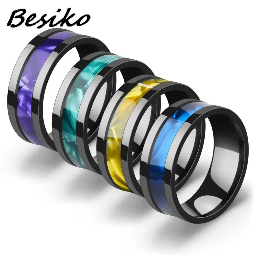 Кольцо Besiko из нержавеющей стали для мужчин и женщин черное модное кольцо с