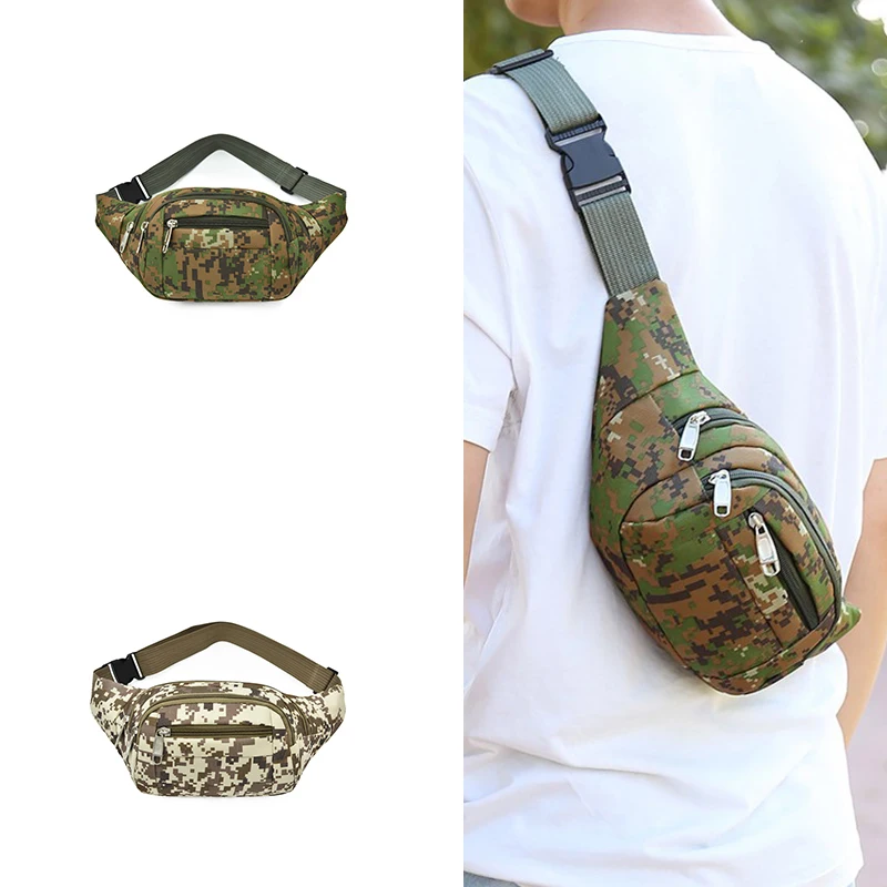 Camouflage Cycling Chest Bag Mens Fanny Pack Crossbody Outdoor Travel Casual Chest Bag Shoulder Hiking Pouch Waist Bag