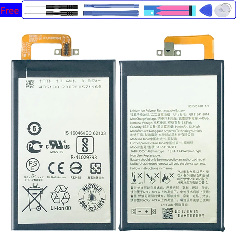 Сменный аккумулятор BAT-63108-003 BAT63108003 3440 мАч для BlackBerry KEYone KE Yone Bateria