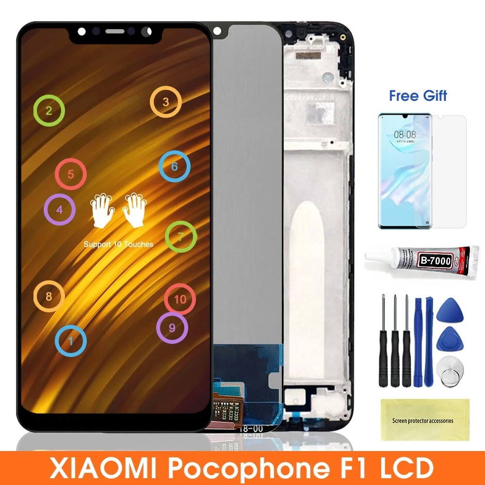 

Poco F1 Lcd Display For Xiaomi Pocophone F1 Lcd Display Touch Screen Digitizer Assembly For Xiaomi PocophoneF1 PocoF1