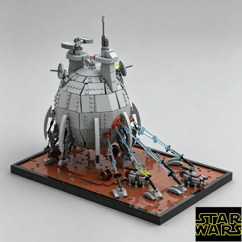 Фото 2667 деталей MOC: Диорама «Битва на Геонозисе» с космическим кораблем, креативные идеи, детская игрушка, строительные блоки, развивающая игрушка №2