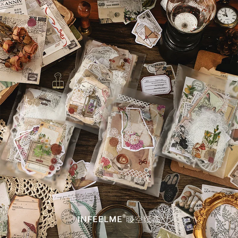 

260pcs Vintage Stickers Aesthetic Scrapbooking Journal Supplies Diary Decorating Paper Retro Diy Collage Material Stickers Pack