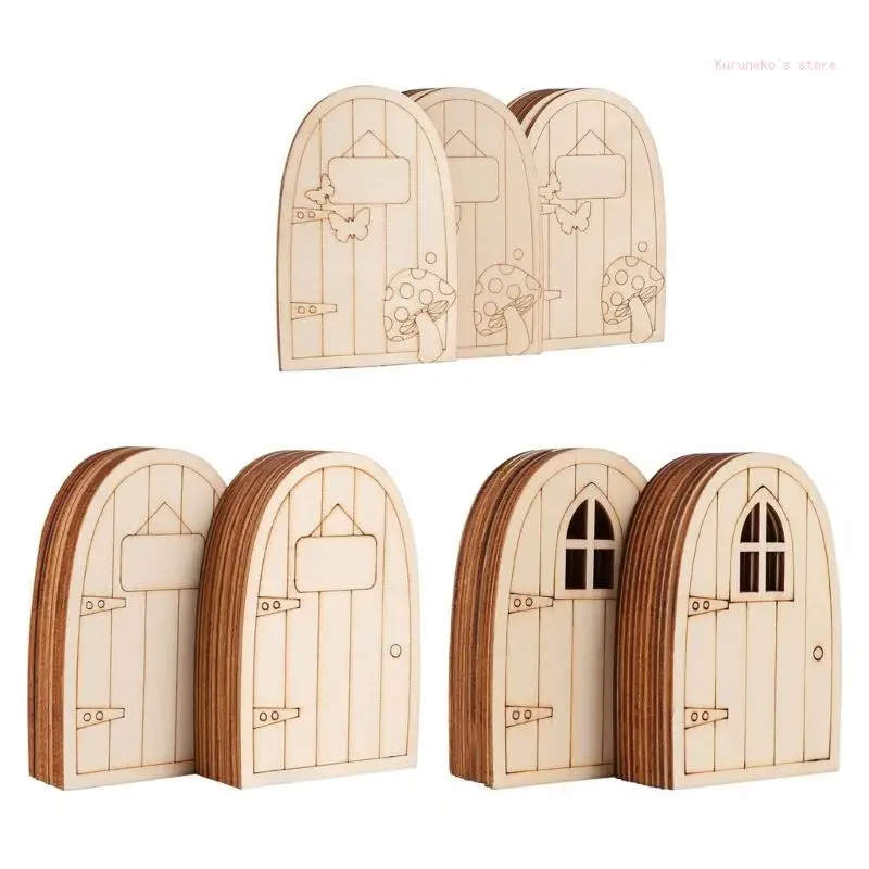 

10pcs Wood Fairy Door Decoration Ornament Multipurpose Household Ornament Gift