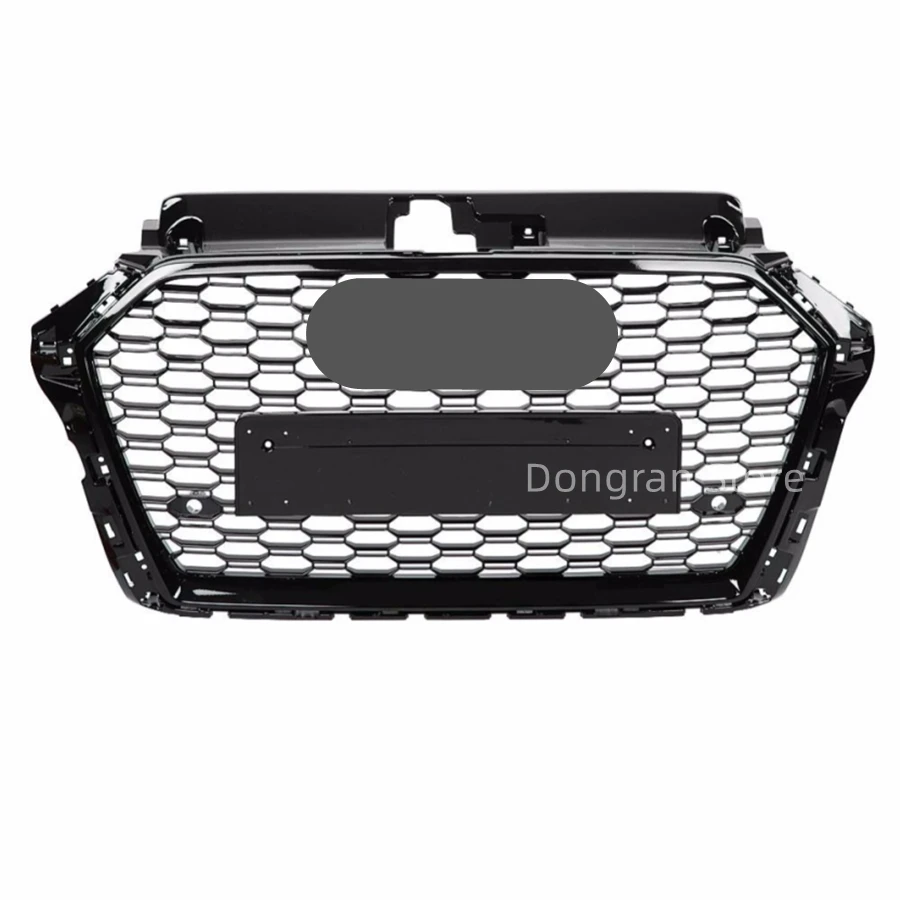 

For RS3 Style Front Sport Hex Mesh Honeycomb Hood Grill Gloss Black For Audi A3/S3 8V 2017-2019 Car Accessories