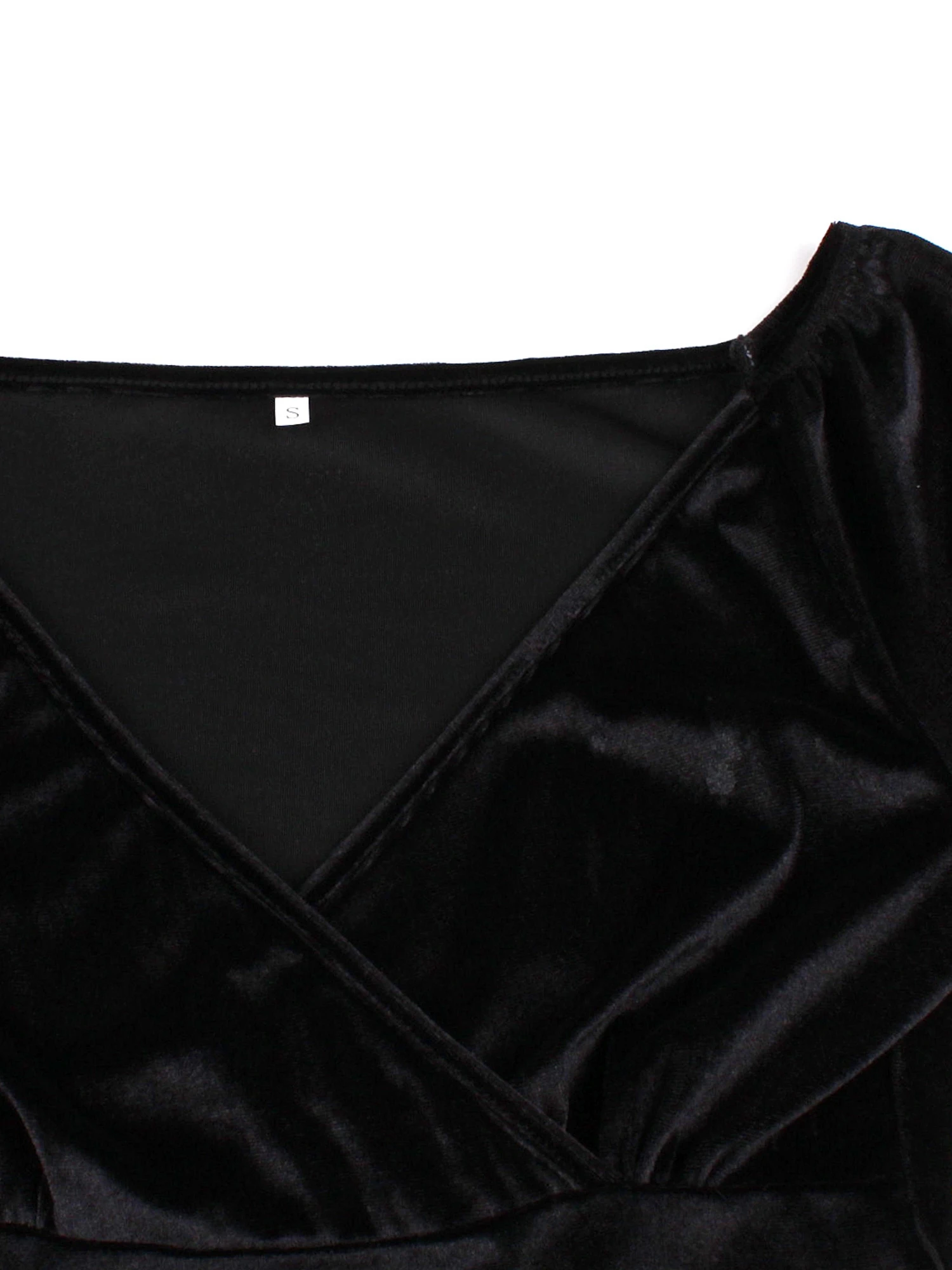 Элегантное женское однотонное черное бархатное элегантное приталенное