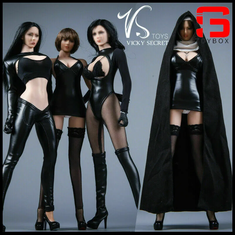 VSTOYS 19XG60 1/6, накидка монахини для церкви и девушек, черная кожаная одежда, модель подходит для 12-дюймовых солдат, экшн-фигурок, кукол