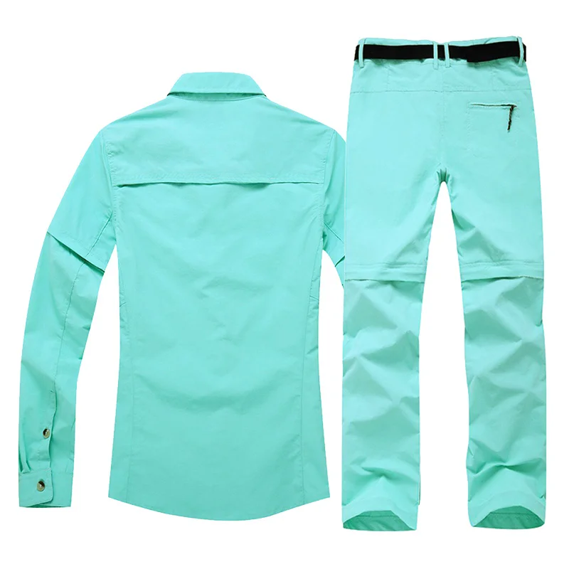 

Рубашка и штаны для кемпинга и пешего туризма женские летние уличные быстросохнущие съемные УФ-стойкие для прогулок и путешествий Набор для альпинизма и треккинга