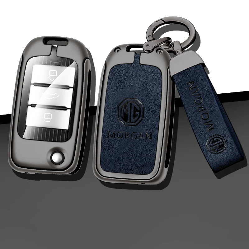 

Zinc Alloy Leather Car Remote Key Case Full Cover for MG 6 ZS Protection Key Bag Shell Keychain Keyless Interior Accessories