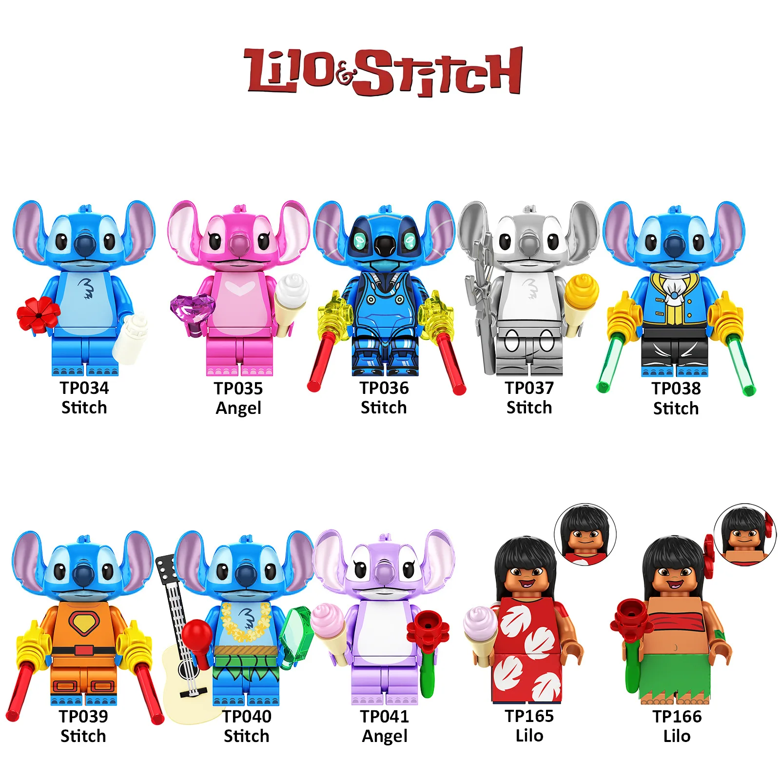 1/8 шт./компл. аниме Дисней детская игрушка Стич Лило строительный блок кукла