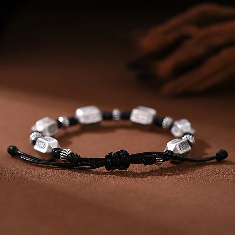 ZABRA 999 чистое серебро Lulu Tong Koi браслет мужской ретро экзамен по берегу ручная