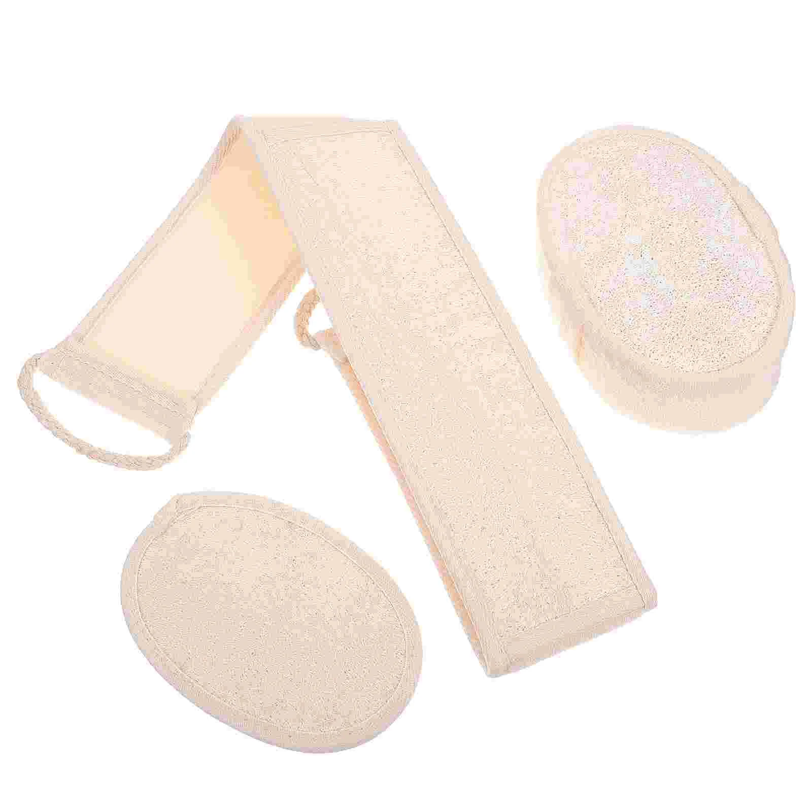 

3pcs Loofah Back Scrubber Set: Exfoliating Natural Loofah Sponge Bath Body Sponge Loofa Brush for Dead Skin Spa