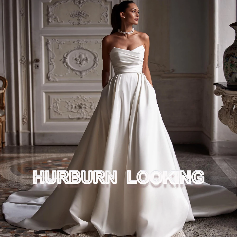 

HERBURN Advanced Wedding Dresses Sweetheart Satin Illusion Sleeves Off Shoulder New Arrival 2024 Robe De Mariée Engagement Plus