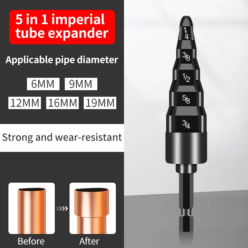 

LUXIANZI 6в1 кондиционер медная труба электрический расширитель трубки с шестигранным хвостовиком электрическое сверло 1/4 3/8 1/2 5/8 3/4 инструмент для развальцовки