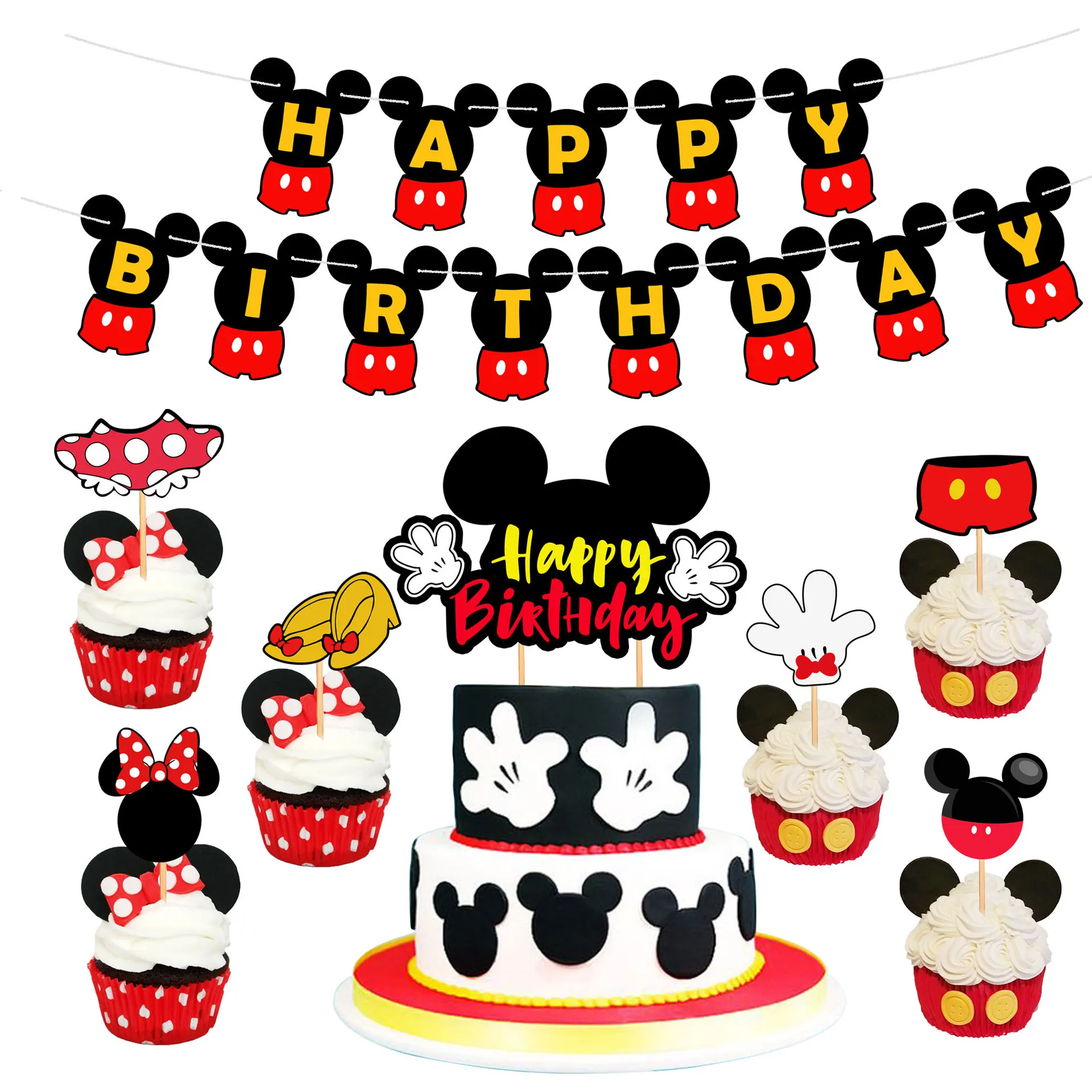 

Disney Mickey Mouse Birthday Decoration Kids Balloons Disposable Tableware Banner Cups Napkin Baby Shower Supplies Kid Gift