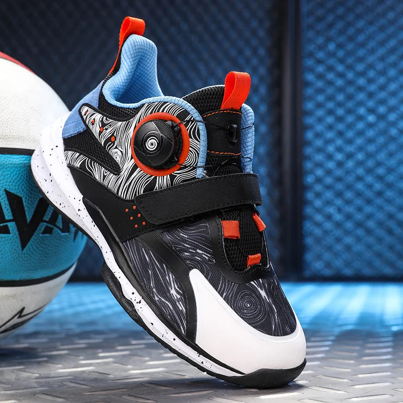 

Новинка 2023, Детские баскетбольные кроссовки для мальчиков, Детские кроссовки с быстрой шнуровкой, Нескользящие баскетбольные ботинки для подростков, спортивная обувь с высоким верхом для мальчиков