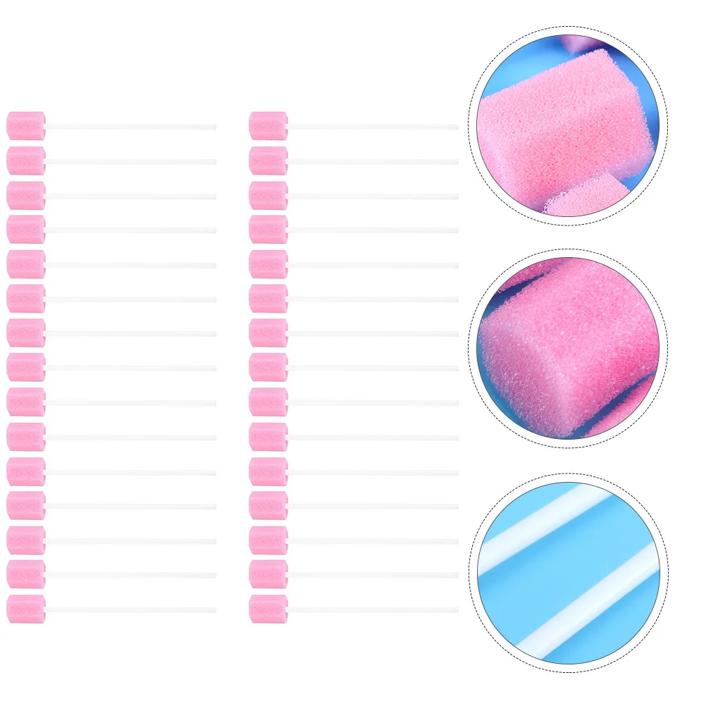 

1 Set 150 Pcs Disposable Mouth Care Swabs Practical Mouth Sponge Sticks (Pink)