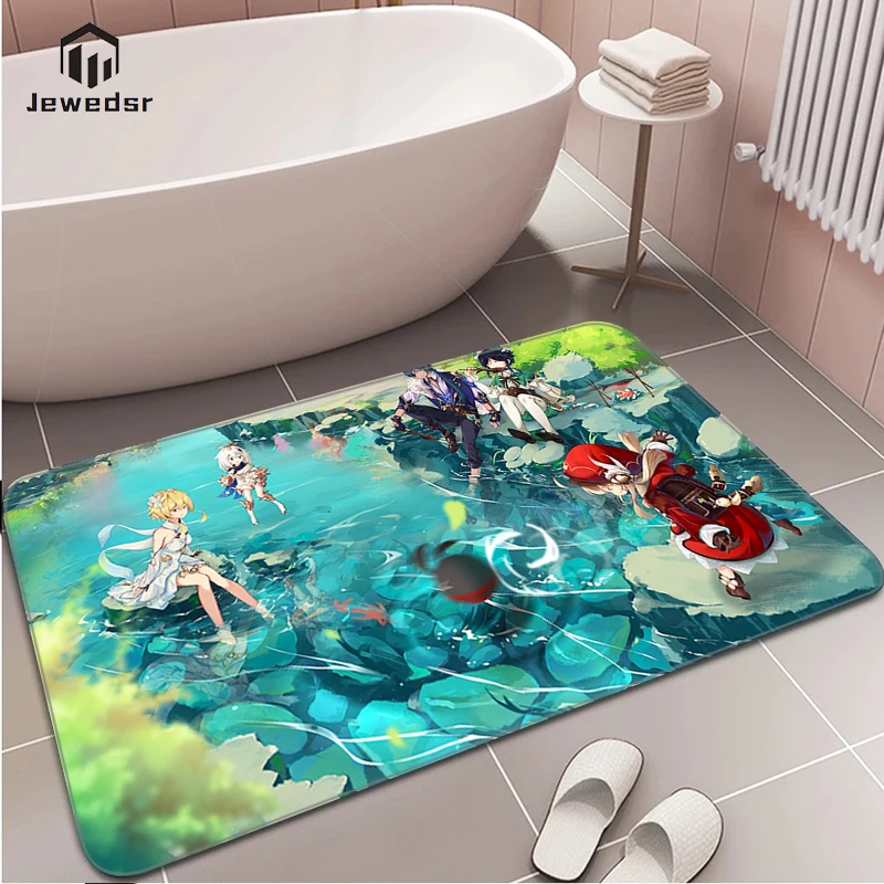 

Genshin Impact Mat Cute Rug Kitchen Floor Mats Bathroom Bath Doormat Entrance Door Children Room Balcony Home Decoration Carpet