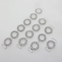 2 pcslot of 4 round crystal rhinestone chain bikini connector buckles for clothingbeachwearwedding decoration