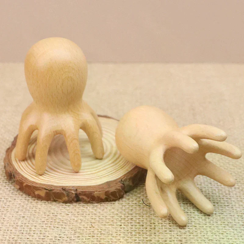 Фото Массажная расческа-щетка Octopus для головы и меридианов, для массажа кожи головы, акупунктурного массажа, SPA, Гуаша, сандаловая, для снятия усталости №4