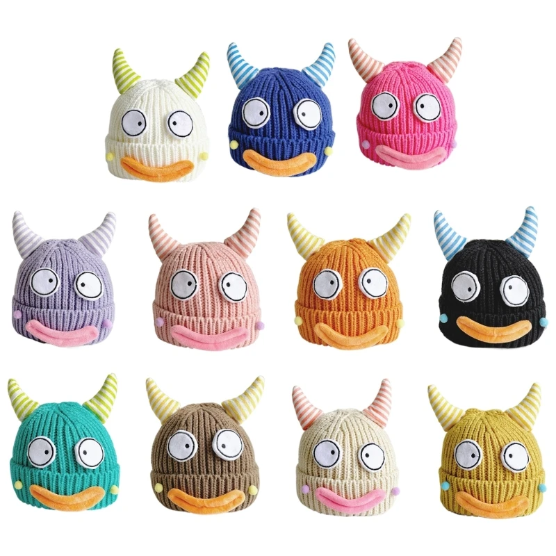 

Soft & Durable Knit Hat Small Monsters Cap Cartoon Pattern Hat Colorful Kids Hat Lightweight Hat for Outdoor Activities