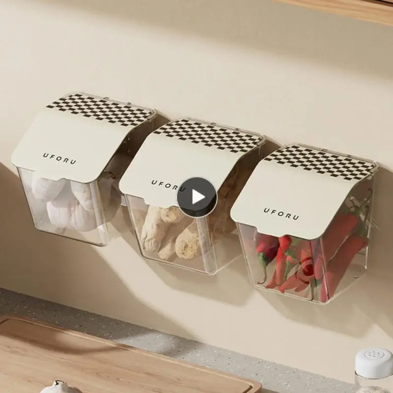 

Seasoning Can Household Household Wall Hanging Seasoning Box Wall Hanging Storage Box Transparent Seasoning Tank Kitchen Tools