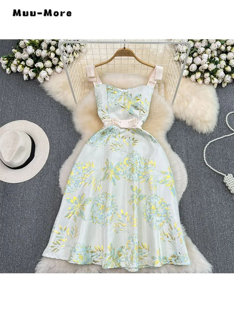 

Женское платье без рукавов, элегантное платье во французском стиле с квадратным вырезом и цветочным принтом в стиле пэчворк, роскошное облегающее платье на молнии, лето 2023