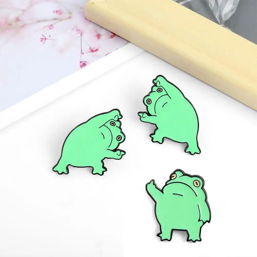 

Cute Funny Frog Brooches Pin Creative Alloy Cartoon Frog Gesture Animal Enamel Pin Scarf Brooch Badge Clothing Accessories