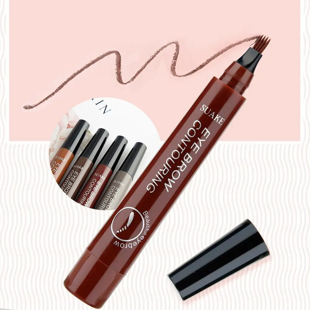 

4 Fork Makeup Eyebrow Pen Waterproof 4D Brown Eyebrow Tint Tattoo Cosmetic Long Lasting Natural Make Up Eye Brow Pencil