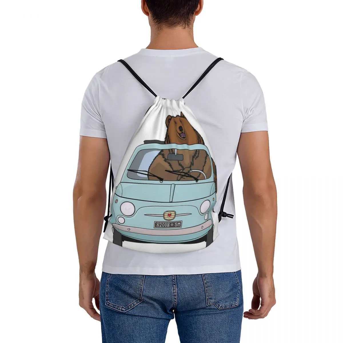 Бледно-голубые винтажные рюкзаки на шнурке для Fiat 500