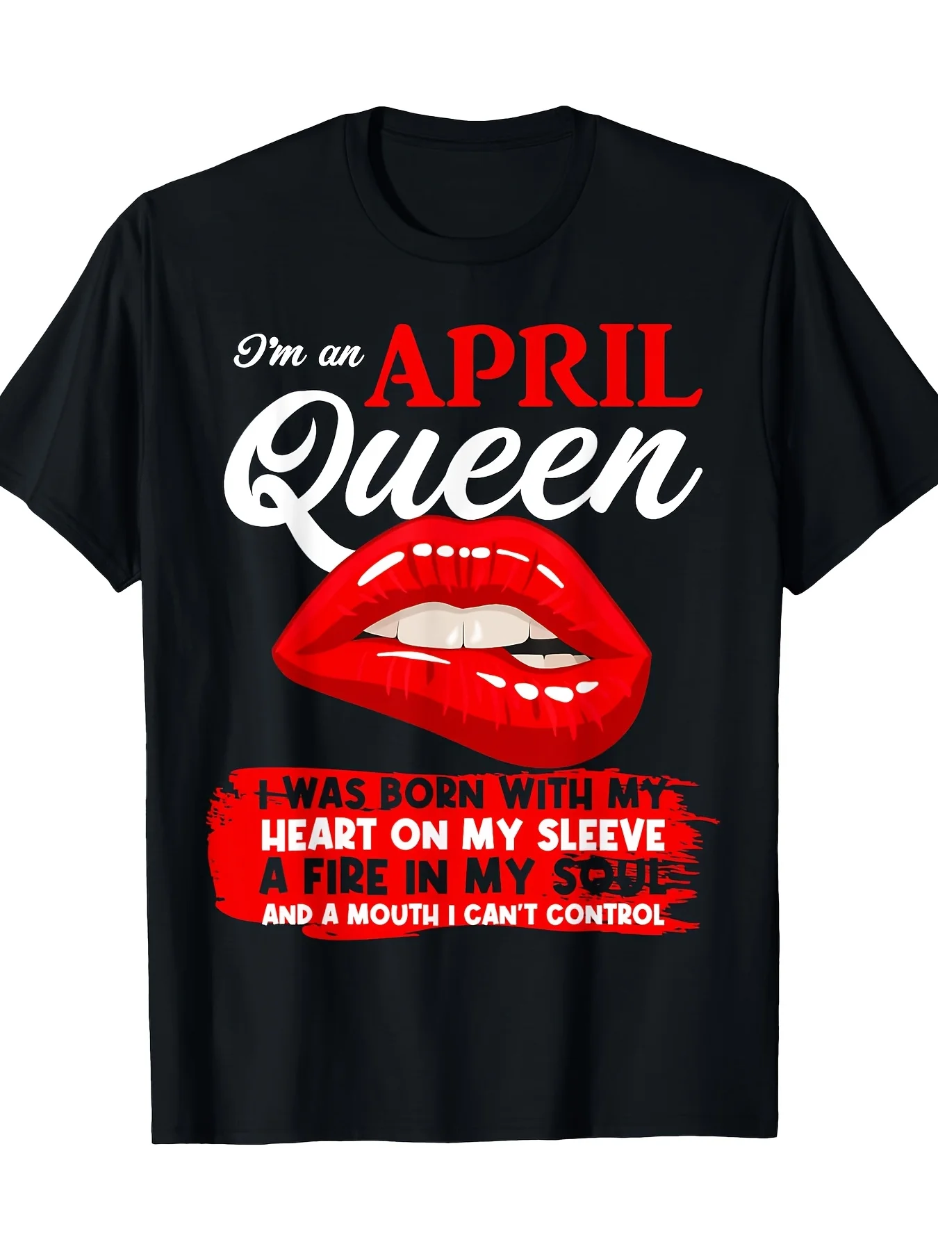 Женская футболка с круглым вырезом коротким рукавом April Queen рисунком и жирными